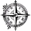 Half Compass Half Clock tattoo design idea