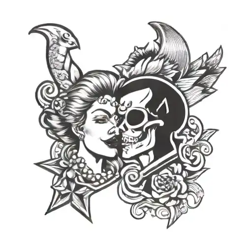 relationship m and b mixed together tattoo design idea