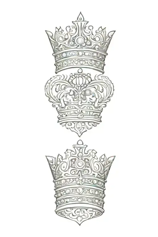 queens crown P L D letters tattoo design idea