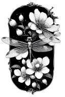 dragonfly and cherry blossoms wrapped tattoo design idea