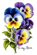 pansy flowers with to my mom tattoo design idea
