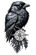 odin crow compass nordic inspired tattoo design idea