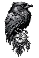 odin crow compass nordic inspired tattoo design idea