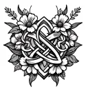 celtic mother knot design incorporating elements birth month flowers for june September and November  tattoo design idea