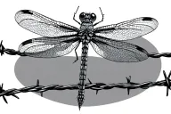 dragonfly sitting on barbed wire tattoo design idea