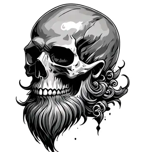 bearded skull wasting away tattoo design idea