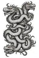 multi headed hydra, tattoo, black tattoo design idea