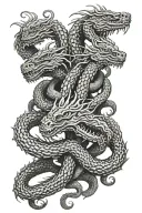 multi headed hydra, tattoo, black tattoo design idea