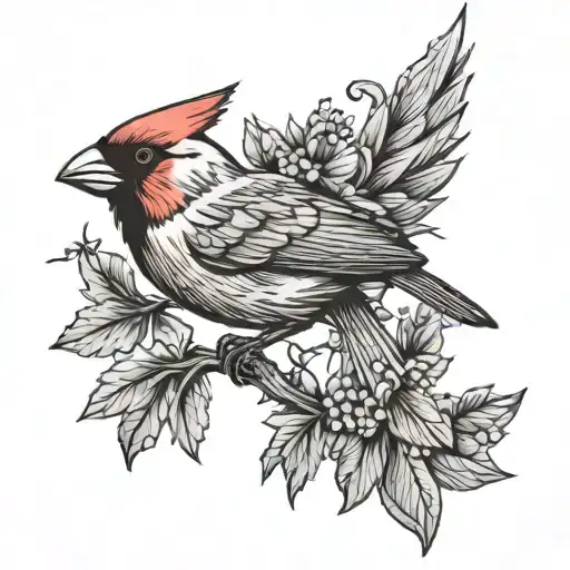 Red Cardinal tattoo design idea