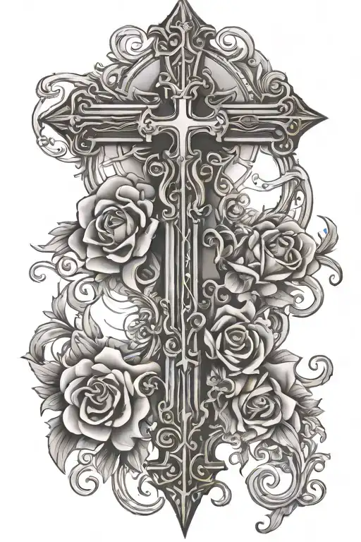 blessed with a cross surrounded tattoo design idea