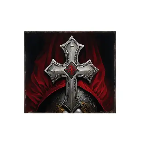 templar and warrior cross tattoo design idea