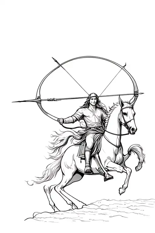 libra and sagittarius archer riding across tattoo design idea