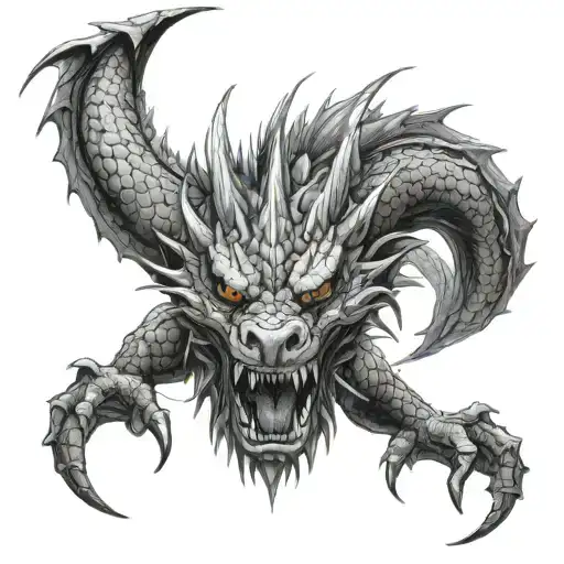 wild dragon with spikes tattoo design idea