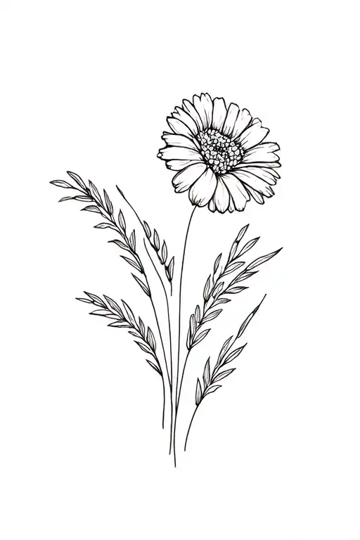 marigold and dune grass tattoo design idea