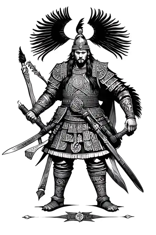 warriors mongolian soldier 13th tattoo design idea