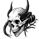 devil ridding a hornet skull tattoo design idea