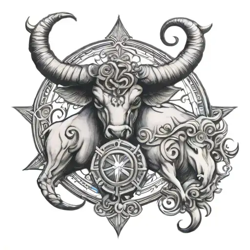 Taurus and libra zodiac sign tattoo design idea