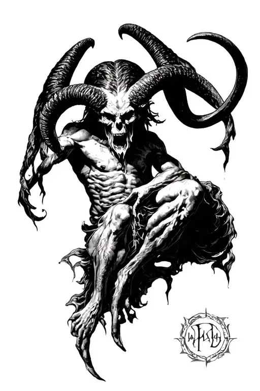 Baphomet tortures martyr tattoo design idea