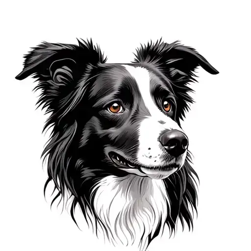 border collie portrait tattoo design idea