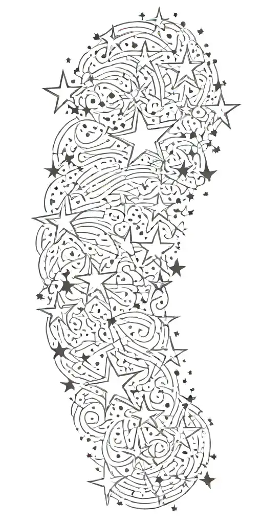 slutty sexy stars swooshing lines tattoo design idea