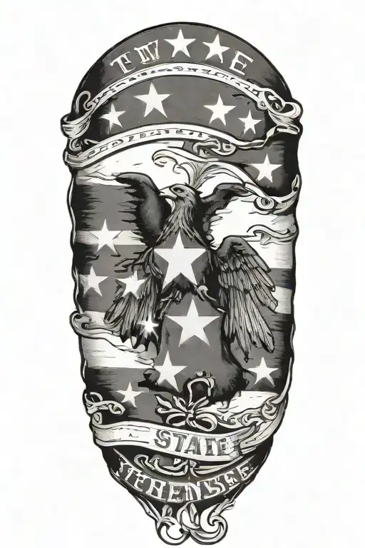 A black and grey tattoo of the Tennessee State Flag  tattoo design idea