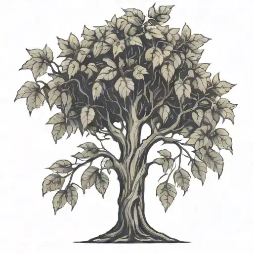 A poison tree, with jesus christ standing next to it bringing the leaves back on it. tattoo design idea