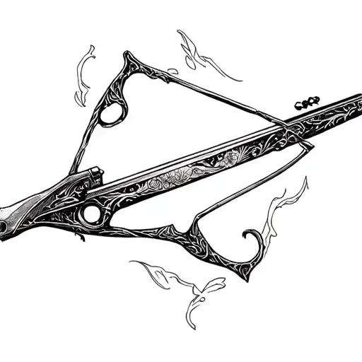 feminine crossbow tattoo design idea