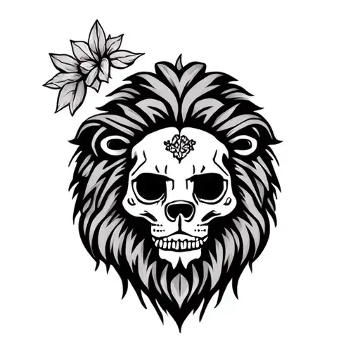 Lion mexican skull tattoo design idea