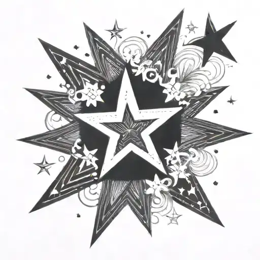 small black backround and white stars  tattoo design idea
