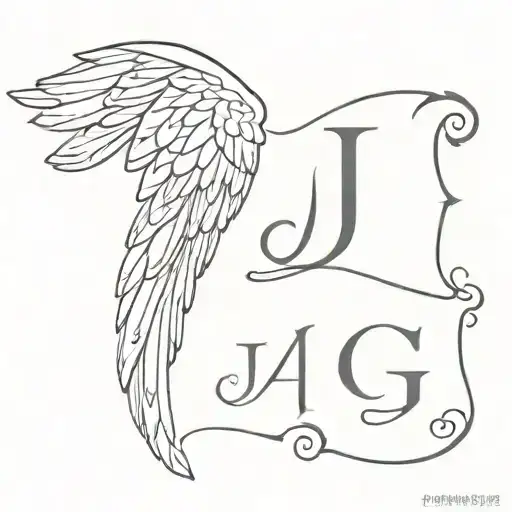 angel wing either the initials JJ tattoo design idea