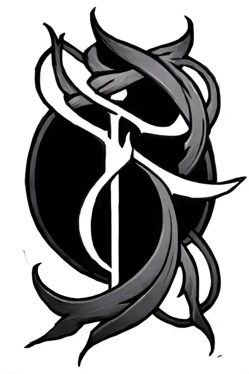 ansuz rune and algiz rune symbol intertwined tattoo design idea