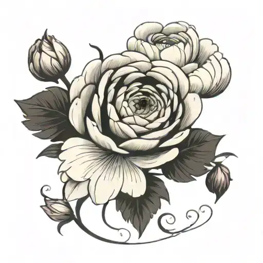 Ranunculus flower tattoo design idea