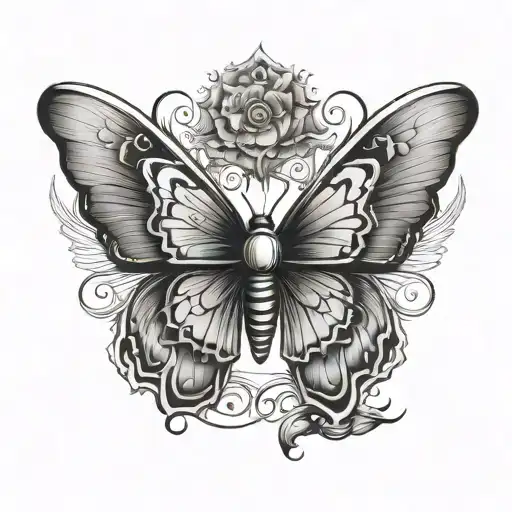 Bullet with butterfly wings tattoo design idea