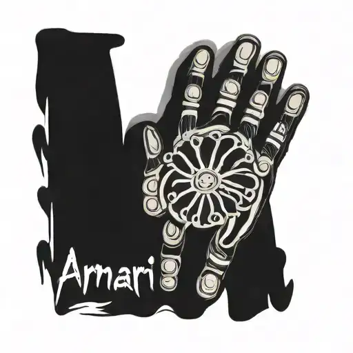 childs hand print with the name Amari tattoo design idea