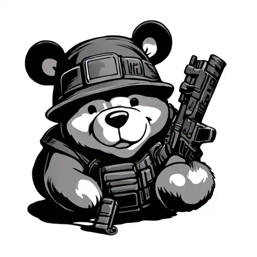 Pooh Bear combat gear tattoo design idea
