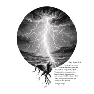 realistic lightning storm with lyrics incorporated tattoo design idea
