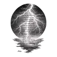 realistic lightning storm with lyrics incorporated tattoo design idea