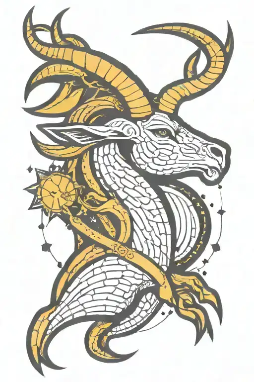 Capricorn constellation merging tattoo design idea