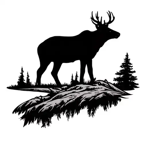 Washington state hunting scene tattoo design idea