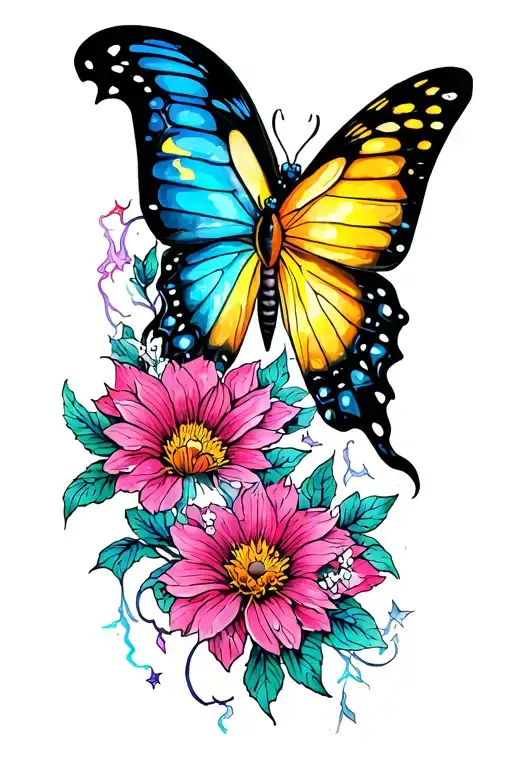 Butterfly and electricity tattoo design idea
