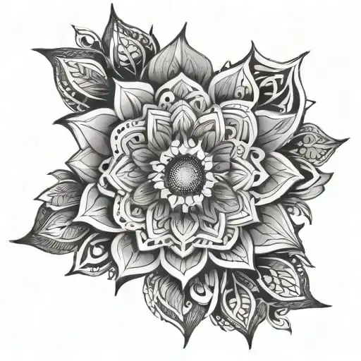 flowers 444 mandala design inspired tattoo design idea