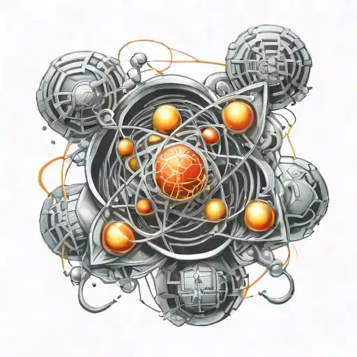 Atom with radiation symbol as the nucleus  tattoo design idea