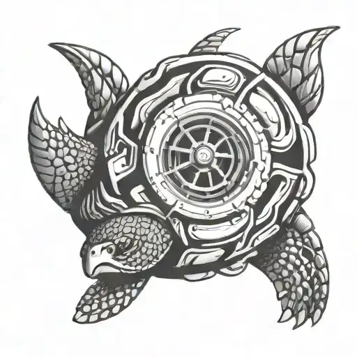 turbocharger with turtle tattoo design idea
