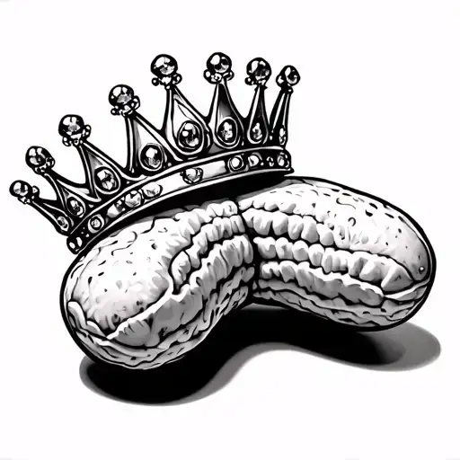 peanut with princess crown tattoo design idea