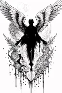 Icarus fall with cyberpunk elements tattoo design idea