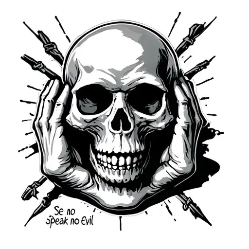 skull hear no evil see no evil speak no evil  tattoo design idea