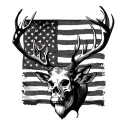 Skulls deer american flag tattoo design idea