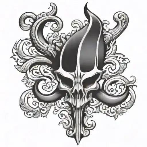 fleur de lis with devil horns tattoo design idea