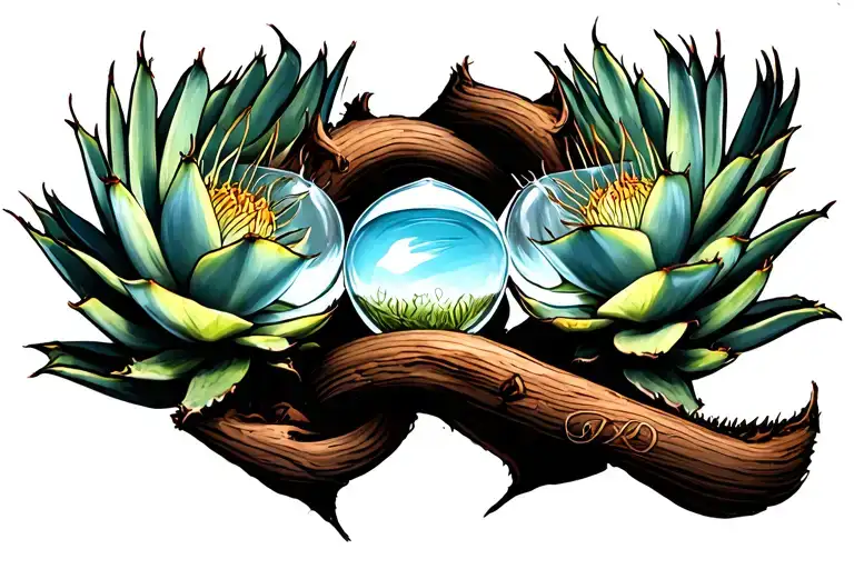 Hourglass agave oaxaca tattoo design idea