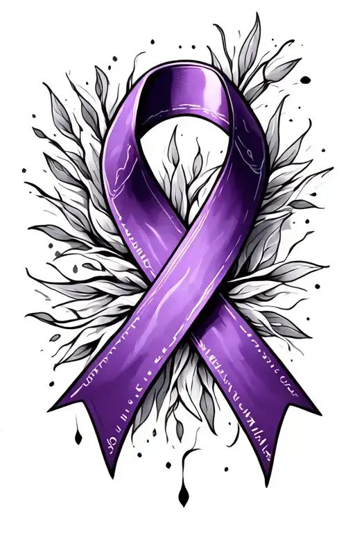 Do not be fear,  for I am with you; do not be dismayed, for I am your God with a flowing purple cancer ribbon tattoo design idea